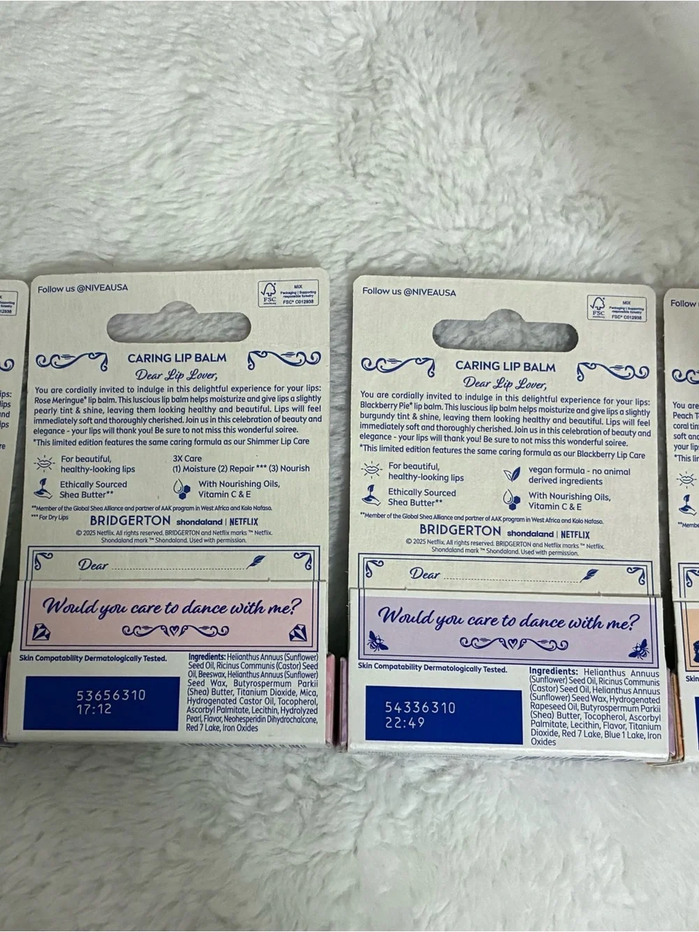 4 Limited Edition Bridgerton Nivea Tinted Nourishing Lip Balm